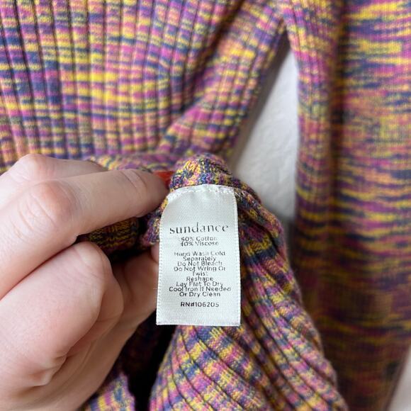 Sundance Multicolored Marled Ribbed Knit Turtleneck Sweater - Picture 4 of 6